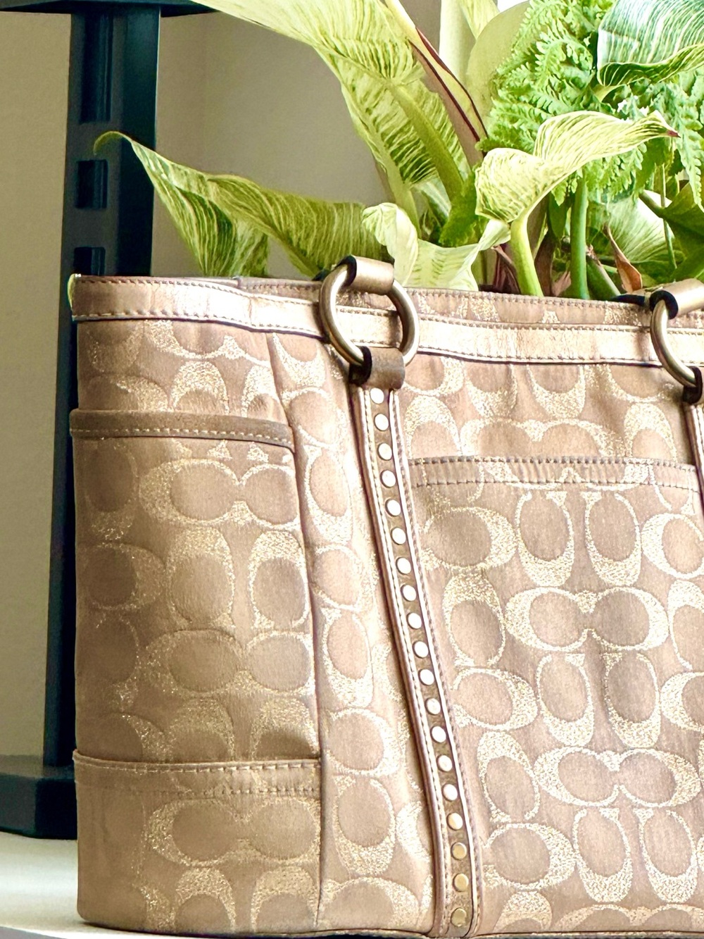 Coach Signature Gold Tote with Studded Straps
#60867-F12853 - Picture 7 of 16